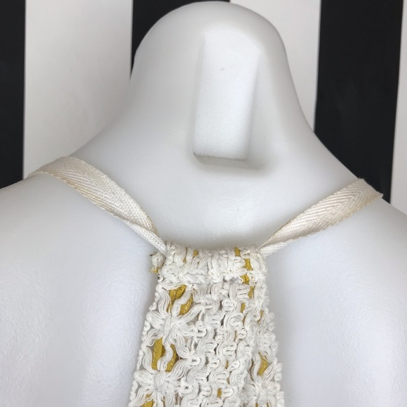 5 for $25 Mora White Crochet Flowy Racerback Tank - Picture 6 of 8